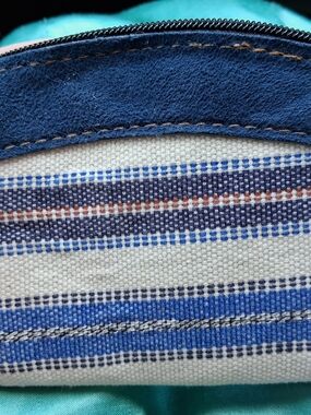 Striped Canvas Coin Pouch in Navy and Cream